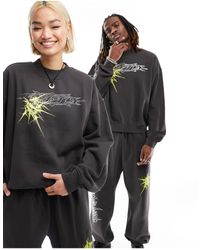 Weekday - Unisex Co-ord Sweatshirt With Rhinestones And Graphic Print - Lyst