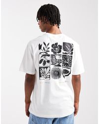 Only & Sons - T-Shirt Comoda Bianca Con Stampa Di Quadrato A Fiori Sul Retro - Lyst