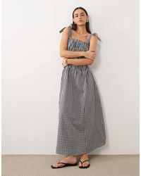 esmé studios - Esmee Shirred Tie Strap Maxi Beach Dress - Lyst