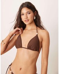 Abercrombie & Fitch - Top Bikini A Triangolo Con Perline - Lyst