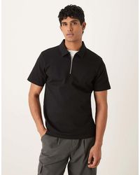 ASOS - Premium Interlock Regular Fit Zip Polo - Lyst