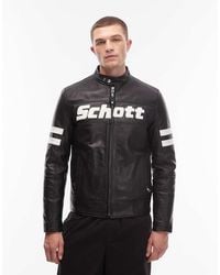 Schott Nyc - Premium Logo Deatil Motocross Real Leather Zip Through Jacket - Lyst