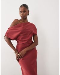 ASOS - One Shoulder Asymmetric Satin Maxi Dress - Lyst