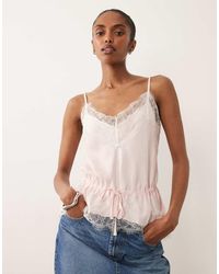 ASOS - Satin Lace Trim Tie Waist Cami Top - Lyst