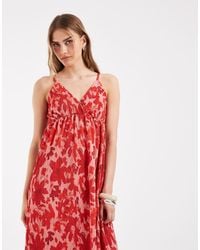 Pieces - Wrap Detail Cami Plisse Maxi Dress - Lyst