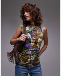 TOPSHOP - Abstract Print Tank Top - Lyst