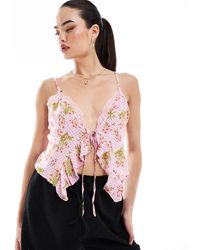 Y.A.S - Cami Frill Detail Top With Tie Front - Lyst