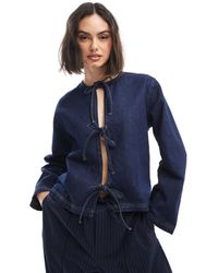 ASOS - – langärmliges, vorne gebundenes denim-oberteil - Lyst