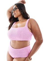 ASOS - Asos Design Curve Charlene Textured Square Neck Crop Bikini Top - Lyst