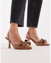 SEQWL - Salado - chaussures à talon carré et bride arrière avec détail nœud - fauve - Lyst