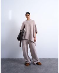 TOPSHOP - Pantalon d'ensemble en maille - beige - Lyst