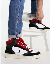 Polo Ralph Lauren - Sneakers alte nere e rosse con logo del pony - Lyst