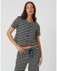 Brave Soul - Textured Jersey Stripe Short Sleeve Top - Lyst