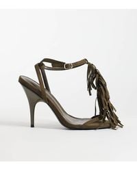 Kaiia - Exclusive Faux Suede Strappy Fringe Detail Heels - Lyst