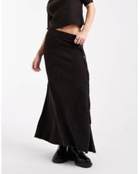 Vero Moda - Ribbed Knit Button Side Midi Skirt - Lyst