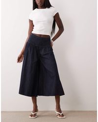 ASOS - Denim Culotte Jeans With Shirred Waistband - Lyst