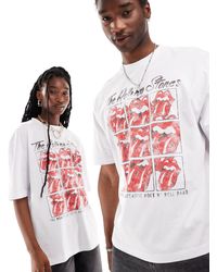 ASOS - T-shirt oversize unisex bianca con stampa grafica "the rolling stones" su licenza - Lyst