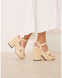 ASOS - tiggy Cross Strap Wedges -neutral - Lyst