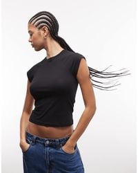 & Other Stories - Jersey Slim Fit Crew Neck Top With Cap Sleeves - Lyst