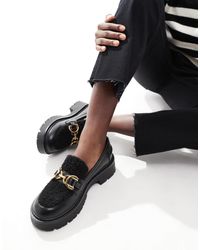 London Rebel - London Rebel Roxy Wide Fit Chunky Loafers With Teddy Fur - Lyst