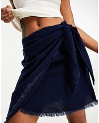 Mango - Tie Detail Distressed Hem Mini Skirt - Lyst