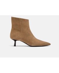 Stradivarius - Leather Kitten Heel Ankle Boots - Lyst