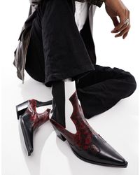 ASOS - – chelsea-cowboystiefel aus schwarzem und rotem leder mit absatz - Lyst