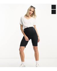 Mama.licious - Pack De 2 Leggings Cortos Negros De Mamalicious Maternity - Lyst