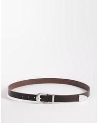 ASOS - Faux Leather Skinny Belt With Curve Buckle And Metal Tip - Lyst