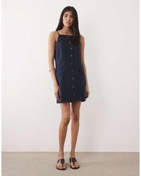 River Island - Strappy Button Down Mini Dress - Lyst