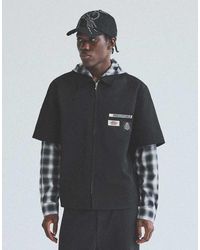 Bershka - Checked Double-sleeve Shirt With Hood - Lyst