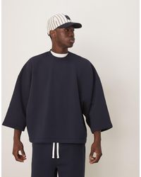 ASOS - Sudadera Azul Marino Ultragrande De Manga Corta De (Parte De Un Conjunto) - Lyst