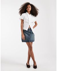 ASOS - Denim High Waisted Mini Skirt - Lyst