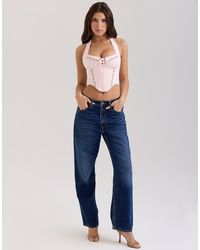 House Of Cb - Demi Embroidered Stretch Cotton Corset Top - Lyst