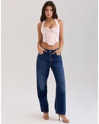 House Of Cb - Demi Embroidered Stretch Cotton Corset Top - Lyst