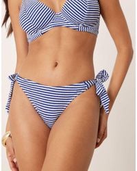 Peek & Beau - Fuller Bust Stripe Crinkle Tie Side Bikini Bottom - Lyst