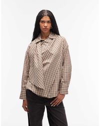 ASOS - Camisa A Extragrande Con Diseño Cruzado Y Detalle De Fular De - Lyst