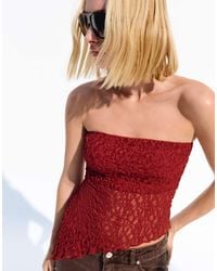 Bershka - – trägerloses oberteil aus spitze - Lyst