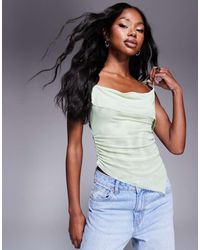 ASOS - Floaty Sheer Mesh Cowl Front Cami Top - Lyst