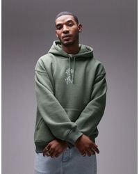 TOPMAN - Oversized Fit Hoodie With Floral Embroidery - Lyst