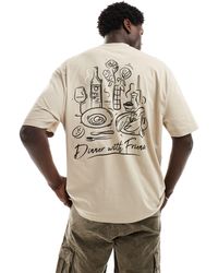 ASOS - T-shirt oversize à imprimé abstrait au dos - beige - Lyst