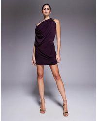 ASOS - Draped One Shoulder Maxi Dress With Hammered Trim - Lyst