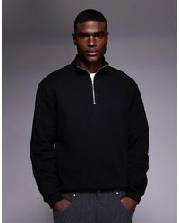 ASOS - Premium Sweatshirt Van 400 Gsm Zware Stof Met Korte Rits - Lyst