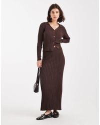 Object - Jupe longue d'ensemble en maille côtelée - marron chocolat - Lyst
