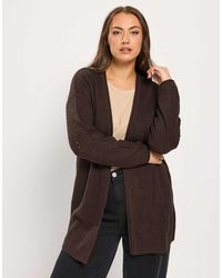 Yours Clothing - Pointelle Chunky Knitted Cardigan - Lyst