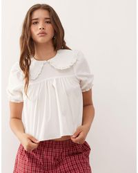 Collusion - Smock Blouse With Lace Trim Collar Detail - Lyst
