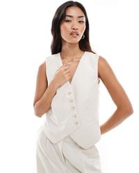 Vero Moda - Linen Touch Asymmetric Button Front Waistcoat Co-ord - Lyst