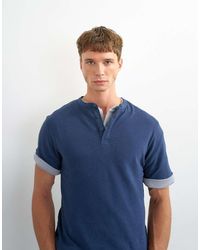 TOPMAN - Relaxed Fit Linen Mix Henley T-shirt - Lyst