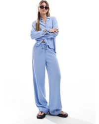 ONLY - Linen Mix Pull On Wide Leg Trousers Co-ord With Beads Detail - Lyst