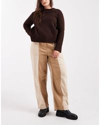 ASOS - Asos Design Curve Relaxed Straight Leg Laundered Colour Block Pull On Trousers - Lyst